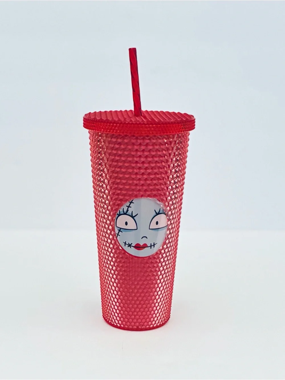 Nightmare Before Christmas Sally Tumbler Studded Cup Textured Red Lid Straw